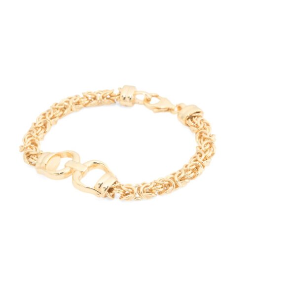 MILOR SILVER  Italy Gold Plated Sterling Silver Byzantine Chain Bracelet - Picture 1 of 2